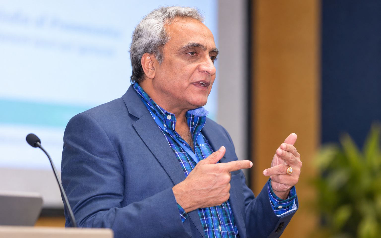 Dr. Desai speaking at a conference